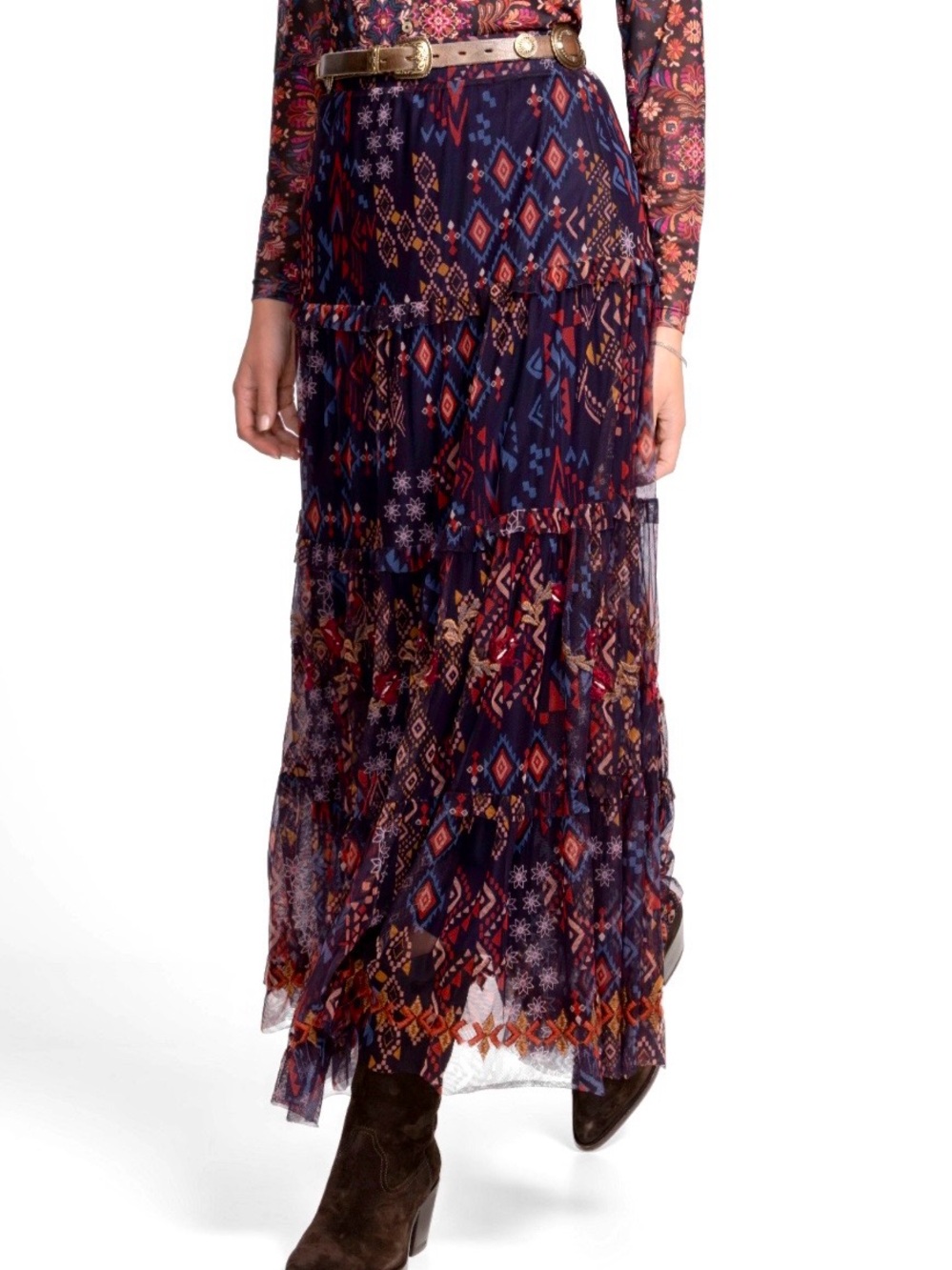 Johnny Was Arcellis Tiered Maxi Skirt